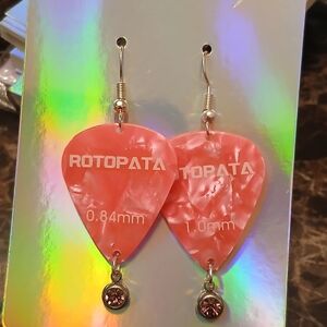 ROTOPATA Pink Guitar Pick Dangle Earrings